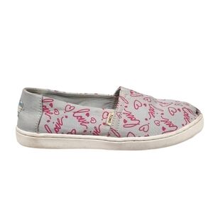 Toms Kids Classic Glacier Gray Love Print‎ Espadrilles Size 1.5 Girls Shoes